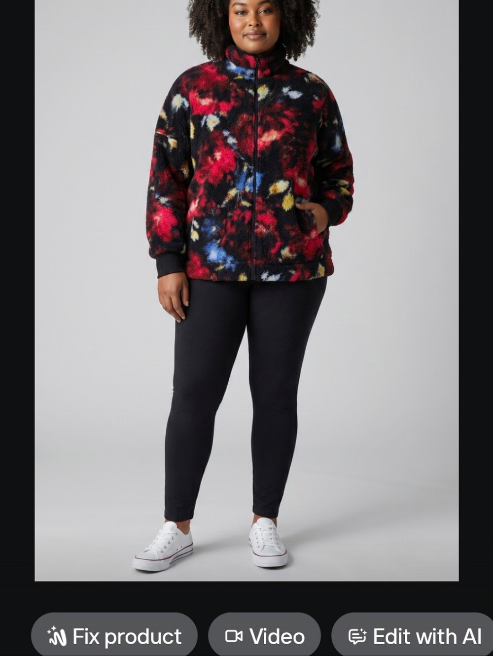 #L5Women's 2 Pc Set. LuLaRoe Cozy Black Floral Sherpa Half-Zip Pullover And Pant
